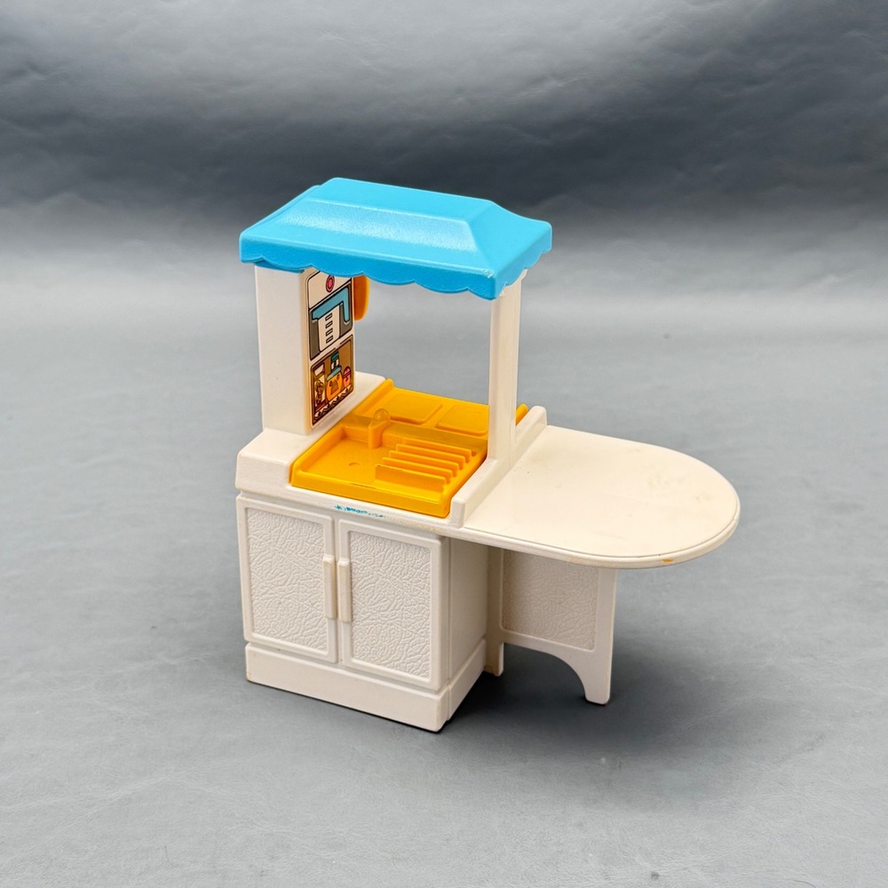 Vtg Little Tikes Play Dollhouse Kitchen Island  Kitchenette Stove Sink Phone